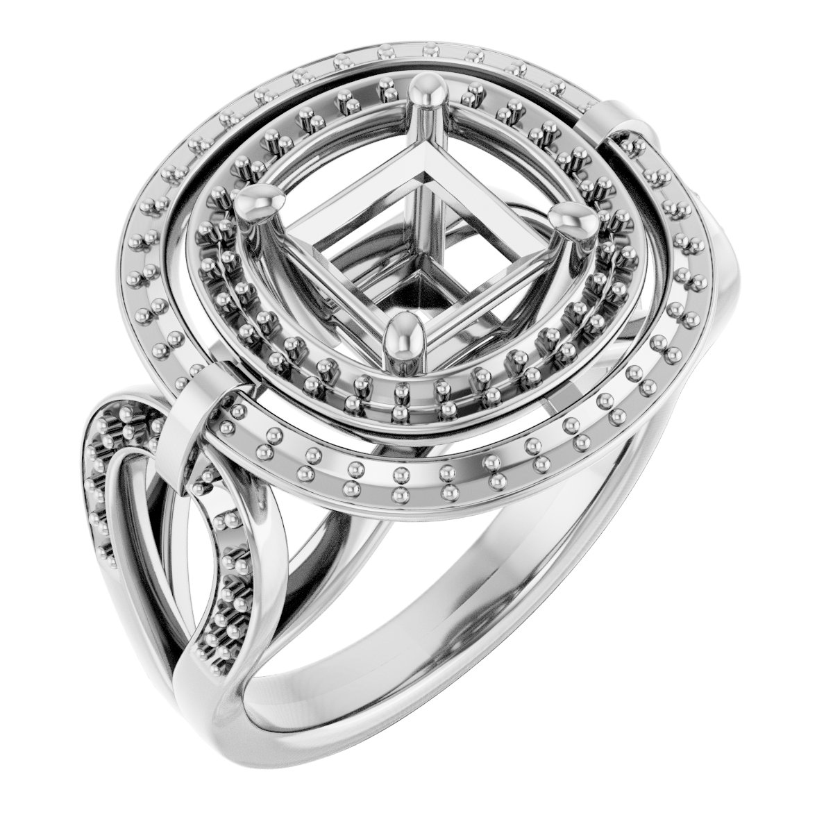 Double Halo-Style Engagement Ring