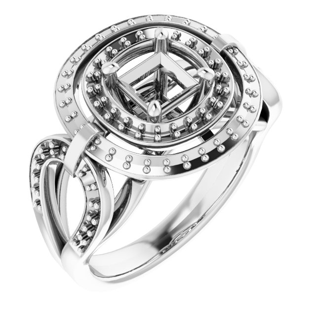 Double Halo-Style Engagement Ring