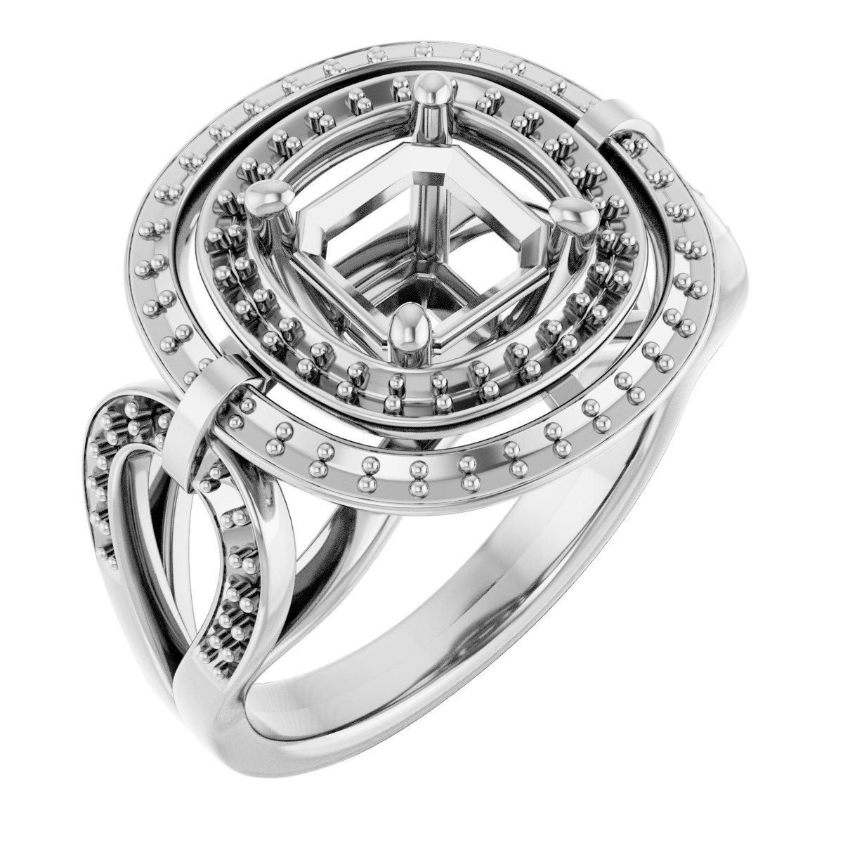 Double Halo-Style Engagement Ring
