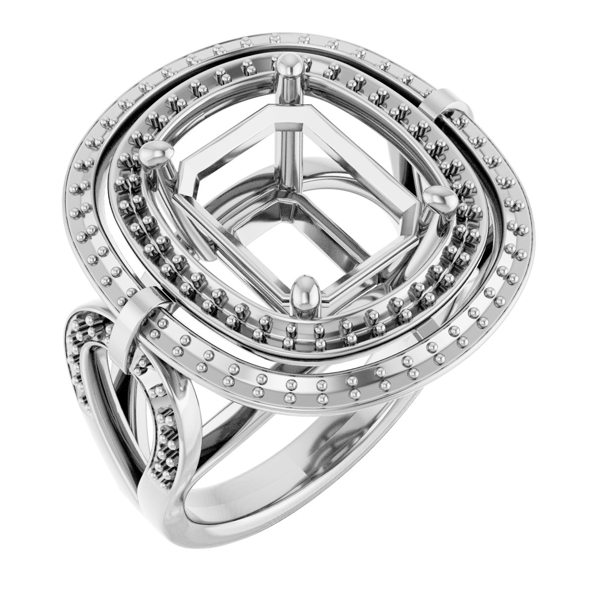 Double Halo-Style Engagement Ring