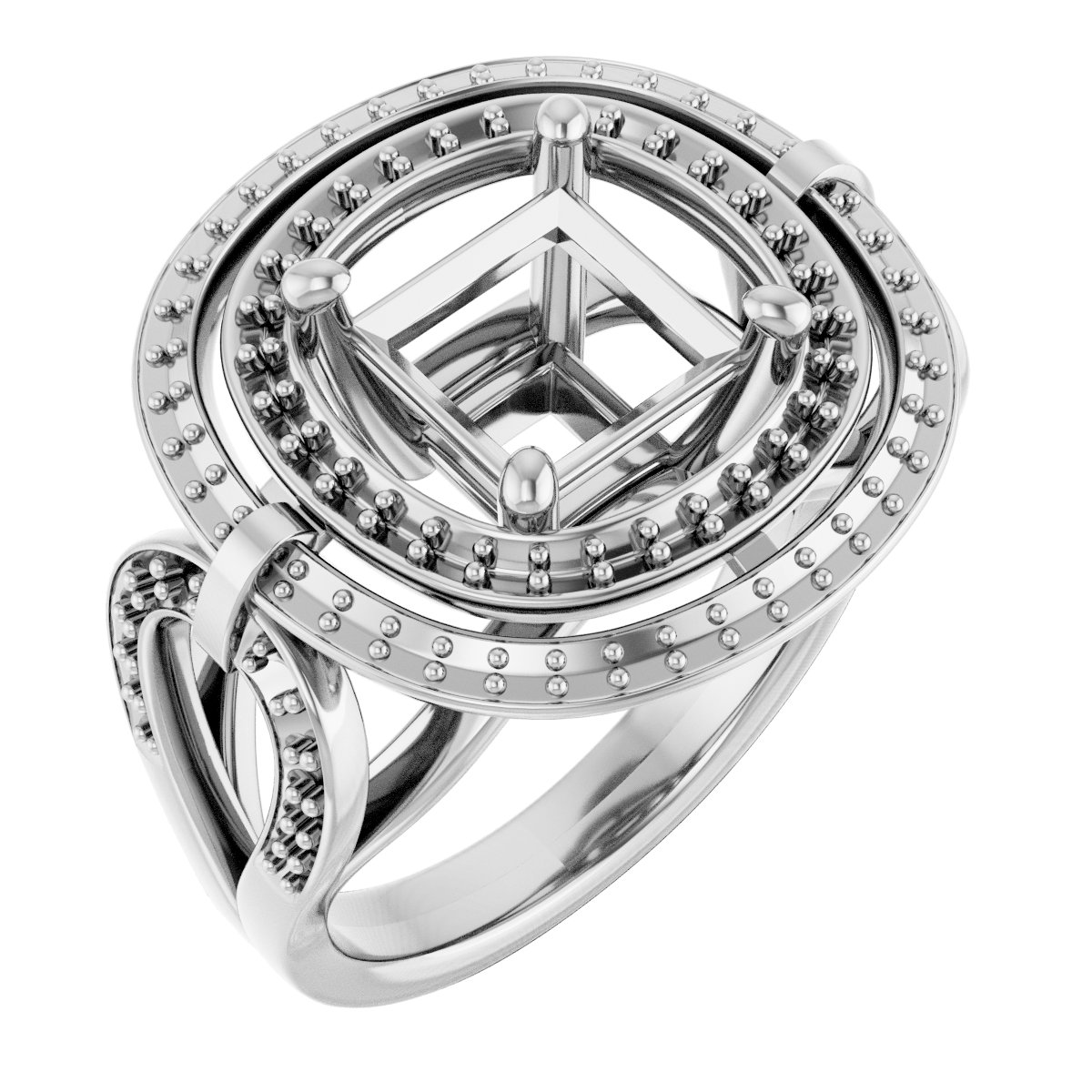 Double Halo-Style Engagement Ring
