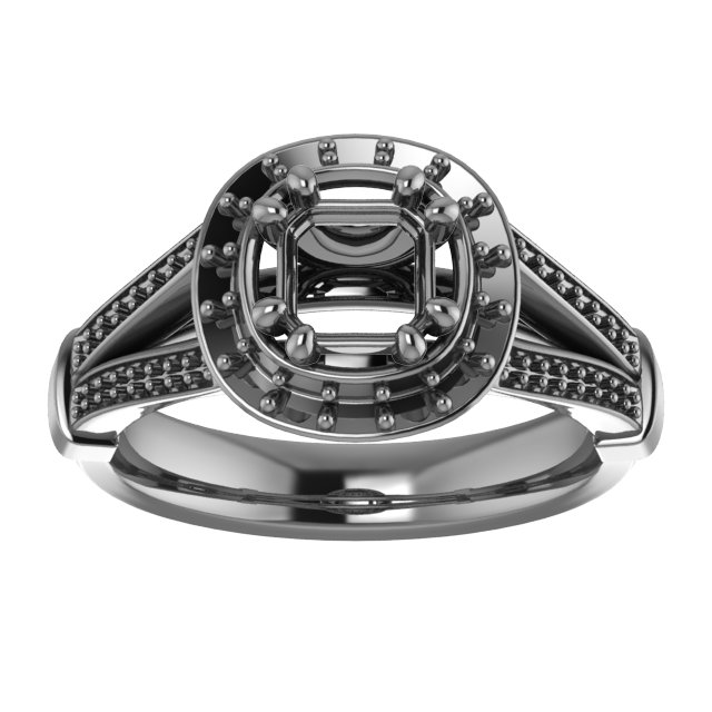 10 mm Square Engagement Ring Mounting view 3