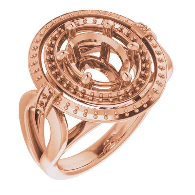 14 K Rose Gold Halo Engagement Ring
