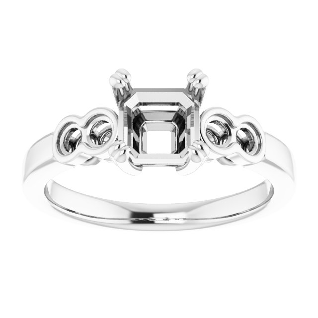 Plat  10x10 mm Heart Ring Mounting view 3