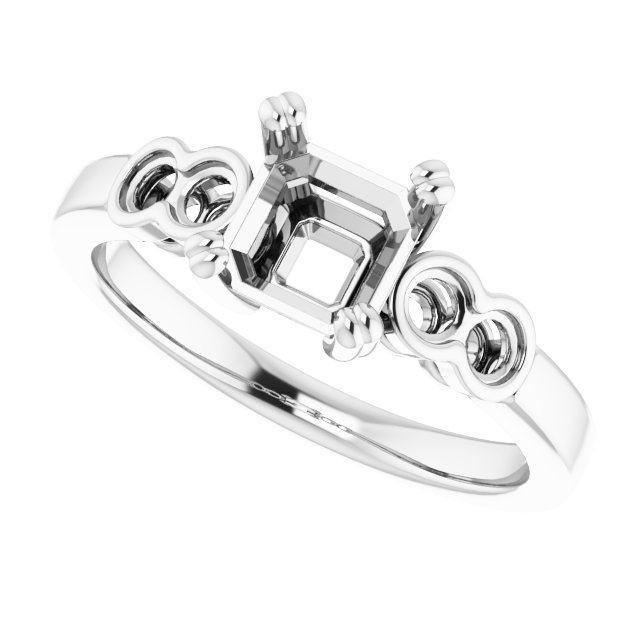Plat  10x10 mm Heart Ring Mounting view 5