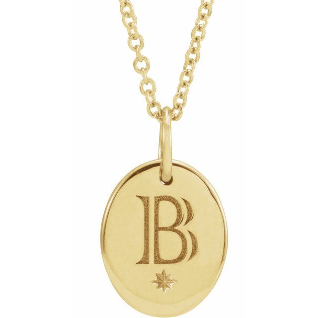 14K Yellow Engravable Oval 16-18 Necklace
