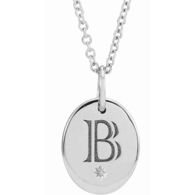 Sterling Silver Engravable Oval 16-18 Necklace