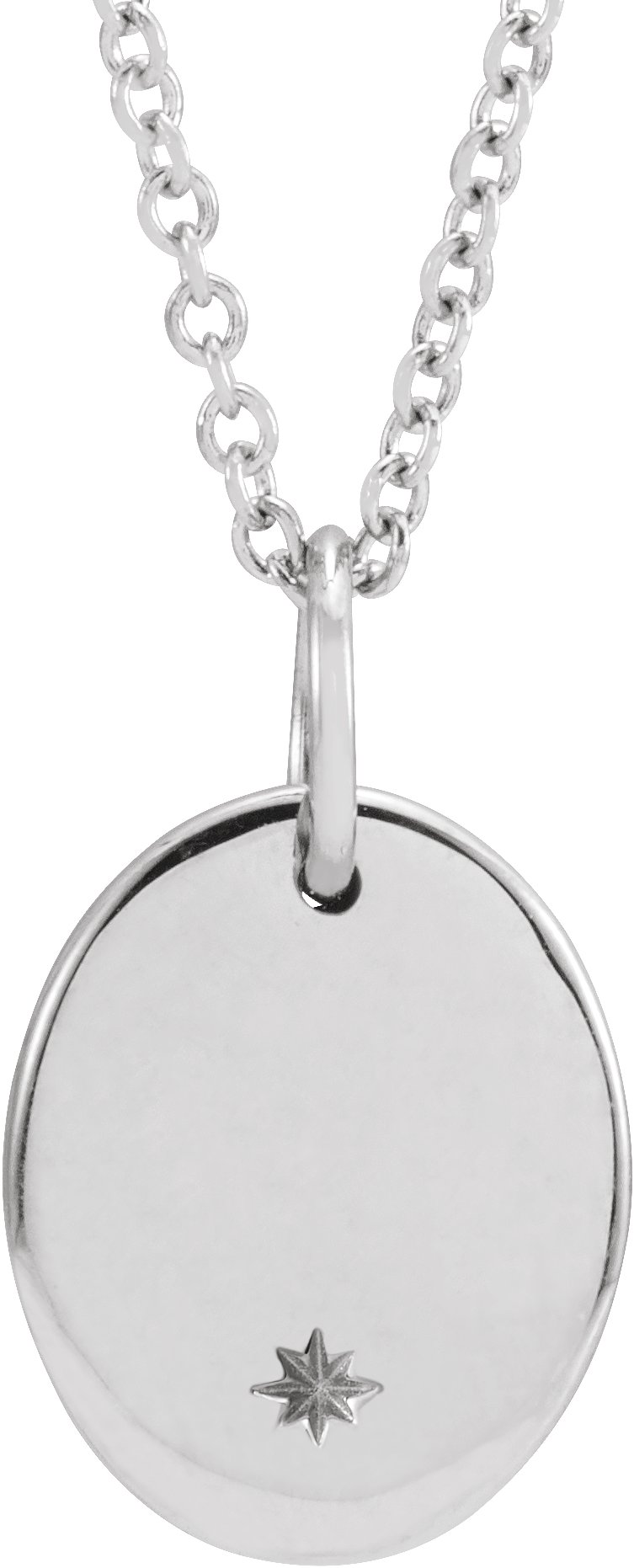 Sterling Silver Engravable Oval 16-18" Necklace