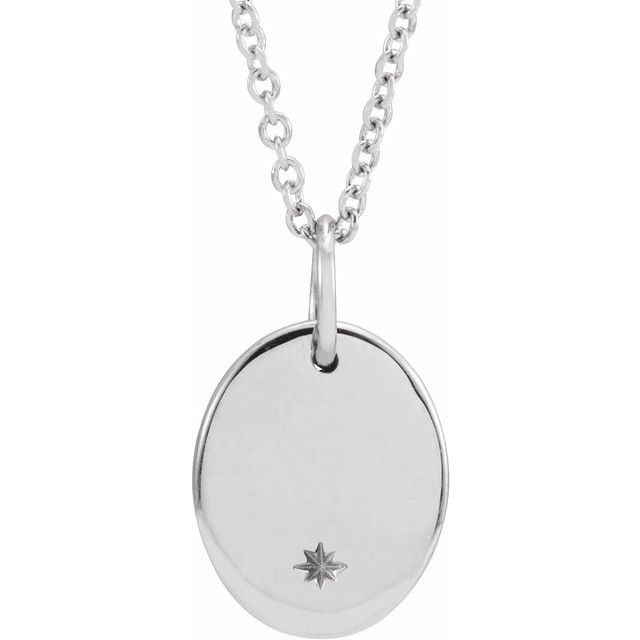 Sterling Silver Engravable Oval Starburst 16-18" Necklace