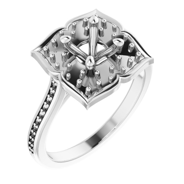 Halo-Style Floral Engagement Ring