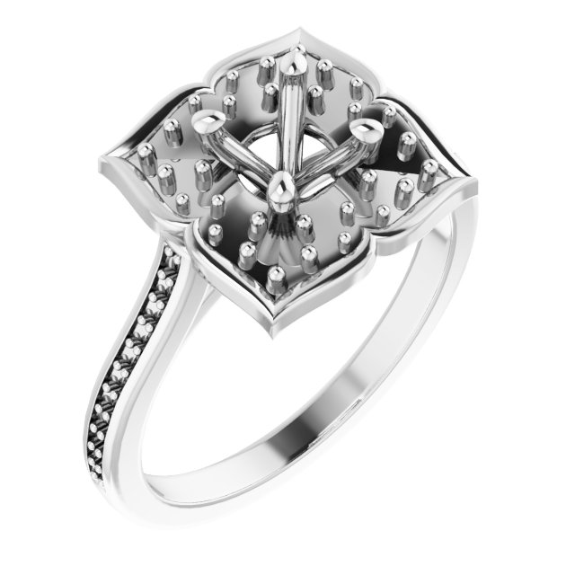 Halo-Style Floral Engagement Ring