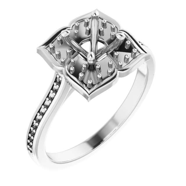 Halo-Style Floral Engagement Ring
