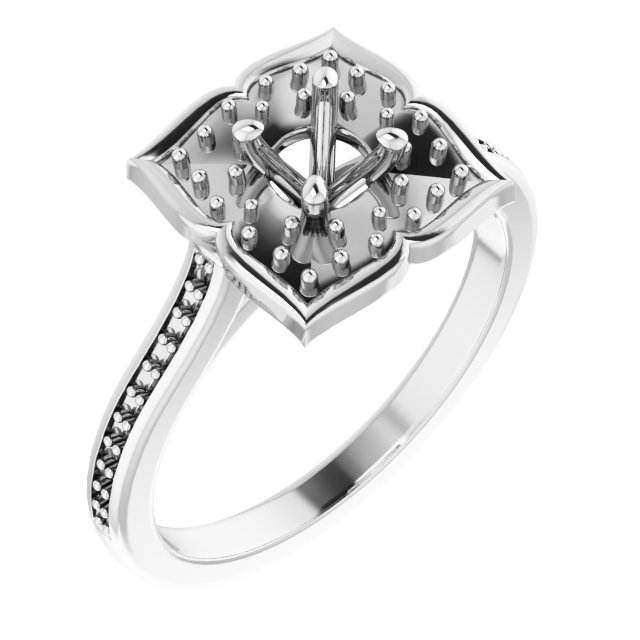Halo-Style Floral Engagement Ring