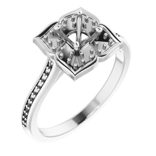 Halo-Style Floral Engagement Ring