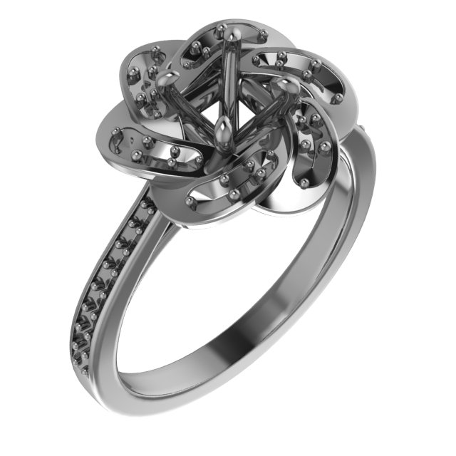 7x7 mm Cushion Floral-Inspired Halo-Style Engagement Ring Mounting