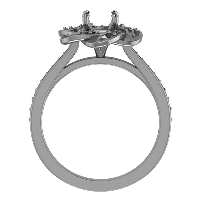 7x7 mm Cushion Floral-Inspired Halo-Style Engagement Ring Mounting view 2