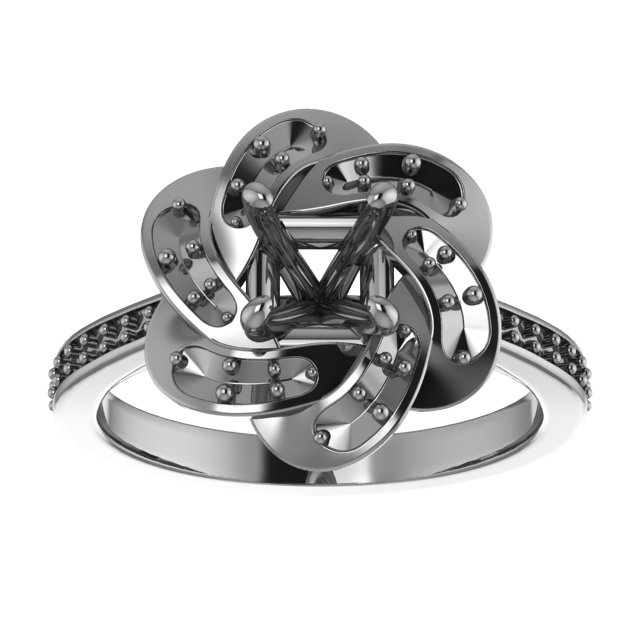 7x7 mm Cushion Floral-Inspired Halo-Style Engagement Ring Mounting view 3