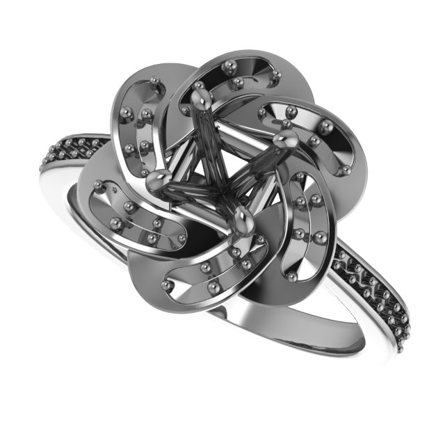 7x7 mm Cushion Floral-Inspired Halo-Style Engagement Ring Mounting view 5