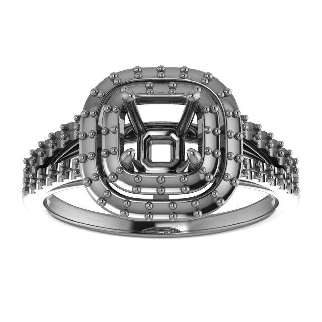& Platinum  9x9 mm Cushion Engagement Ring Mounting view 3