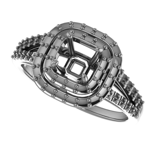 & Platinum  9x9 mm Cushion Engagement Ring Mounting view 5