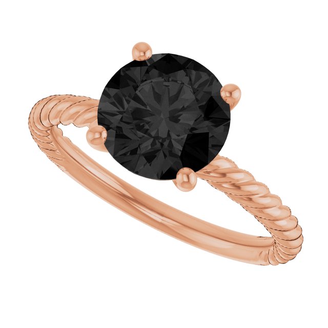 14K Rose Natural Black Onyx Ring