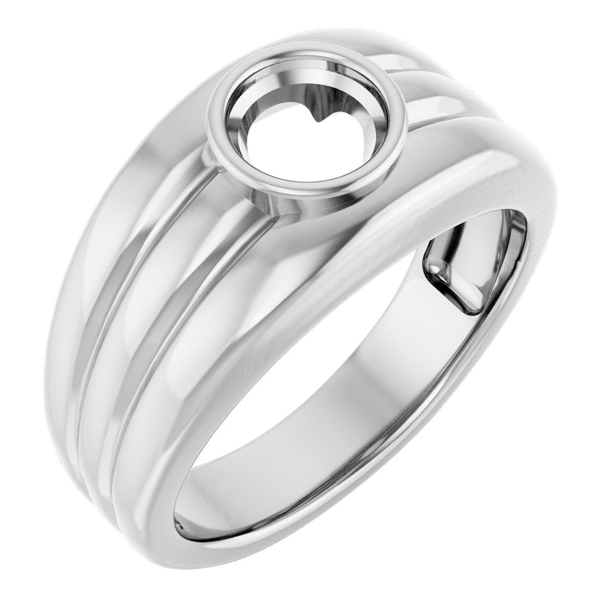 Grooved Bezel-Set Ring