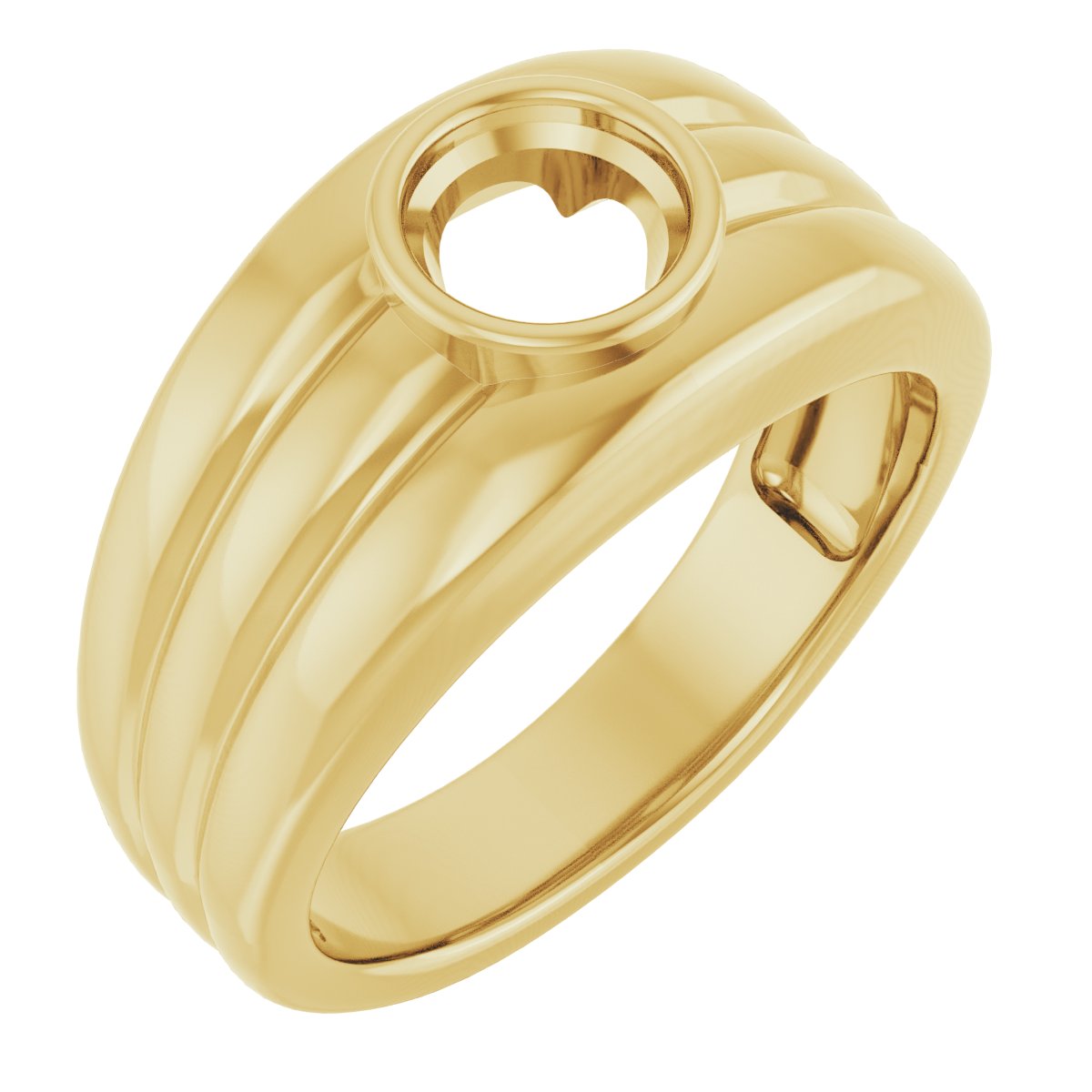 Grooved Bezel-Set Ring