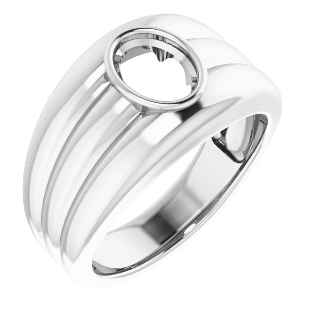 Grooved Bezel-Set Ring