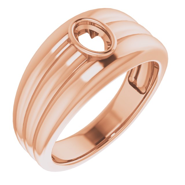 Grooved Bezel-Set Ring