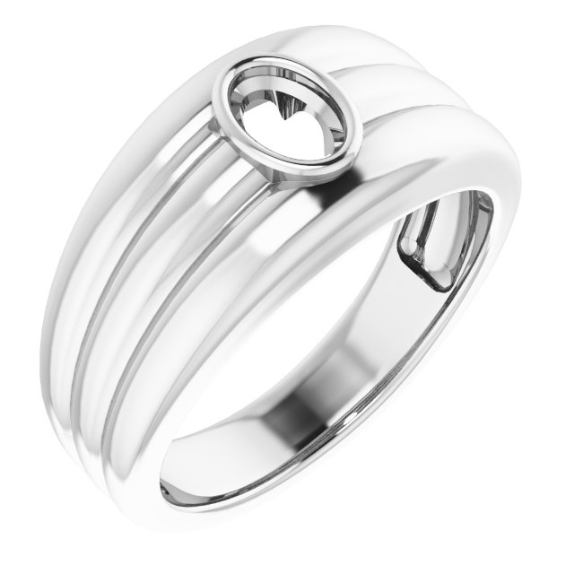 Grooved Bezel-Set Ring