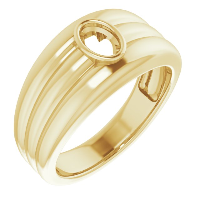Grooved Bezel-Set Ring