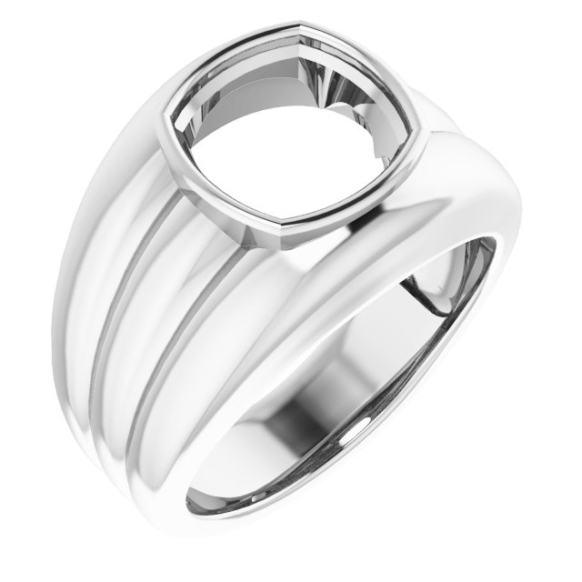 14K White 10 mm Cushion Ring Mounting