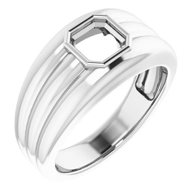 Grooved Bezel-Set Ring