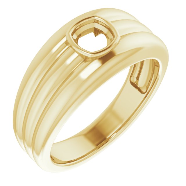 Grooved Bezel-Set Ring