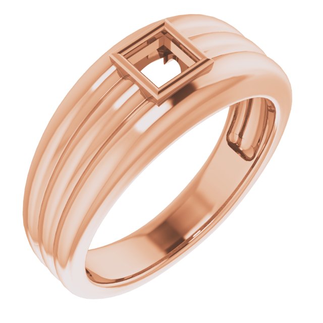 Grooved Bezel-Set Ring