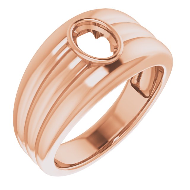 Grooved Bezel-Set Ring