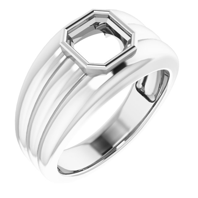 Grooved Bezel-Set Ring