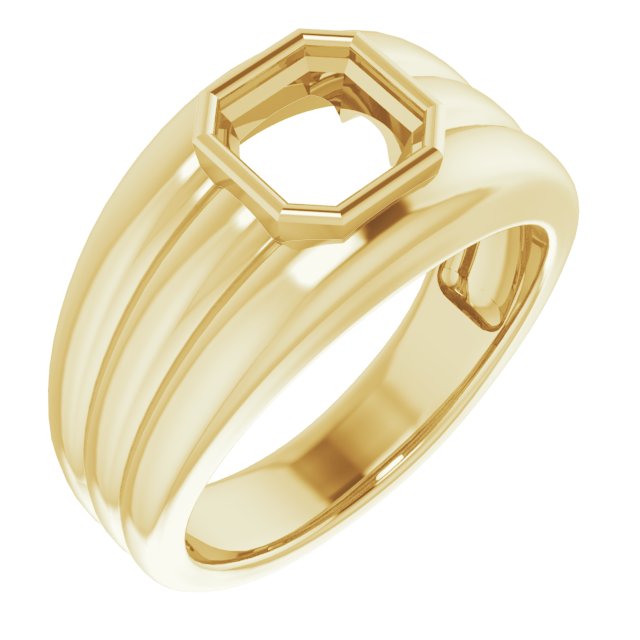 Grooved Bezel-Set Ring