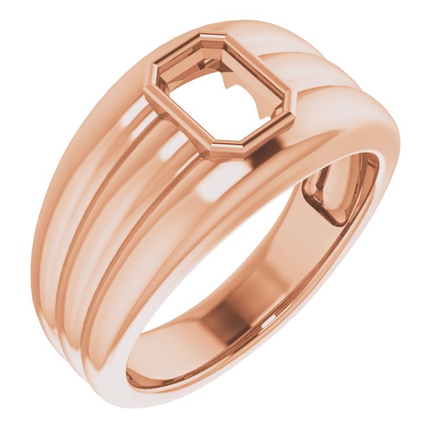 Grooved Bezel-Set Ring