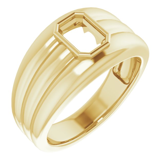 Grooved Bezel-Set Ring