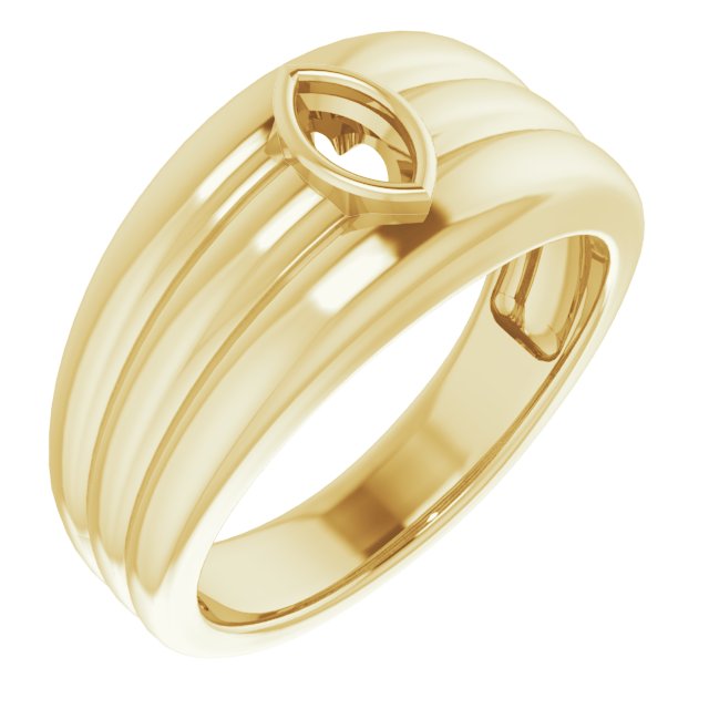 Grooved Bezel-Set Ring