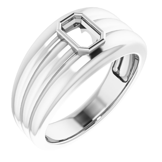 Grooved Bezel-Set Ring