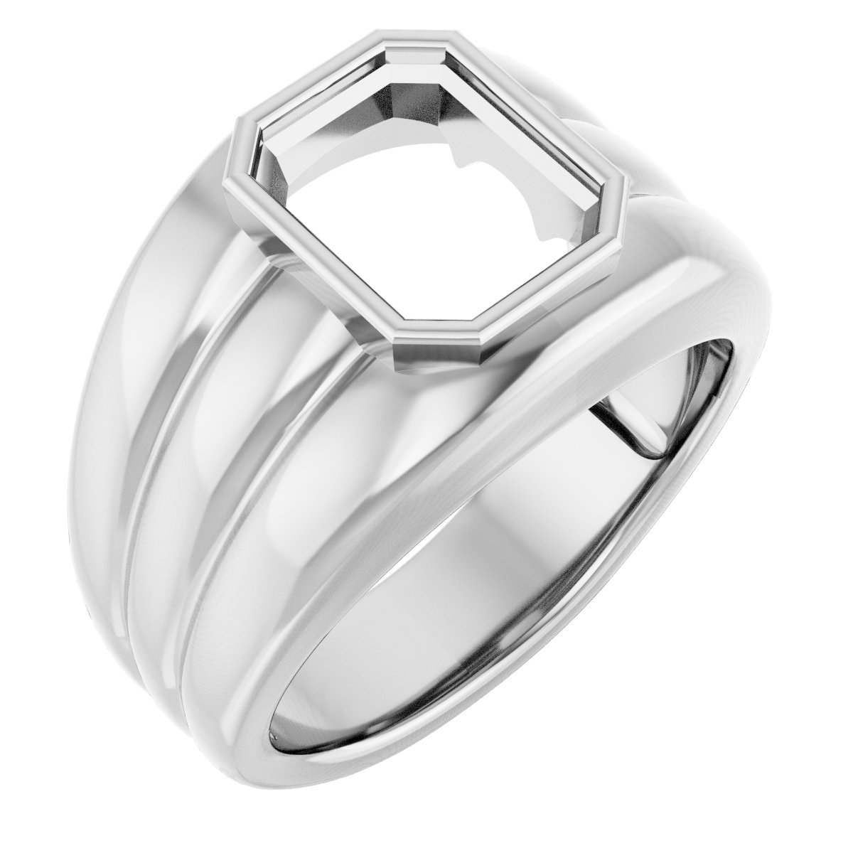 Grooved Bezel-Set Ring