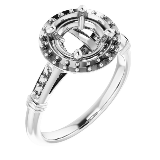 14 K White Gold Halo Engagement Ring