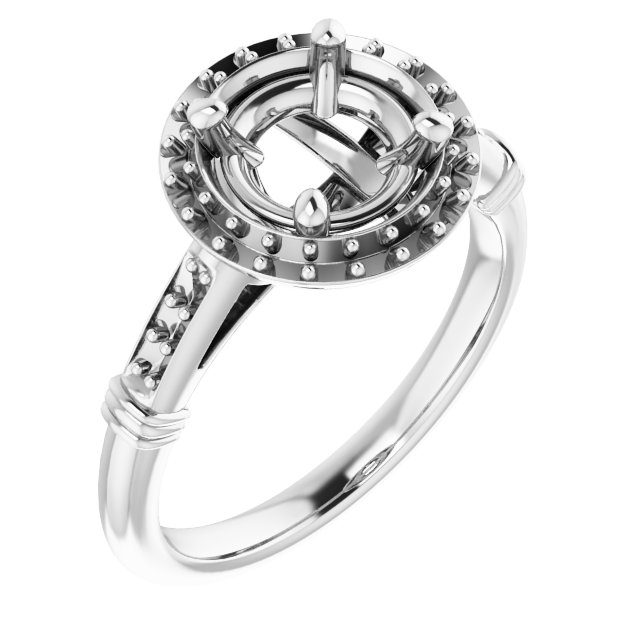 14 K White Gold Halo Engagement Ring