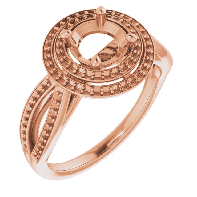 18 K Rose Gold Halo Engagement Ring