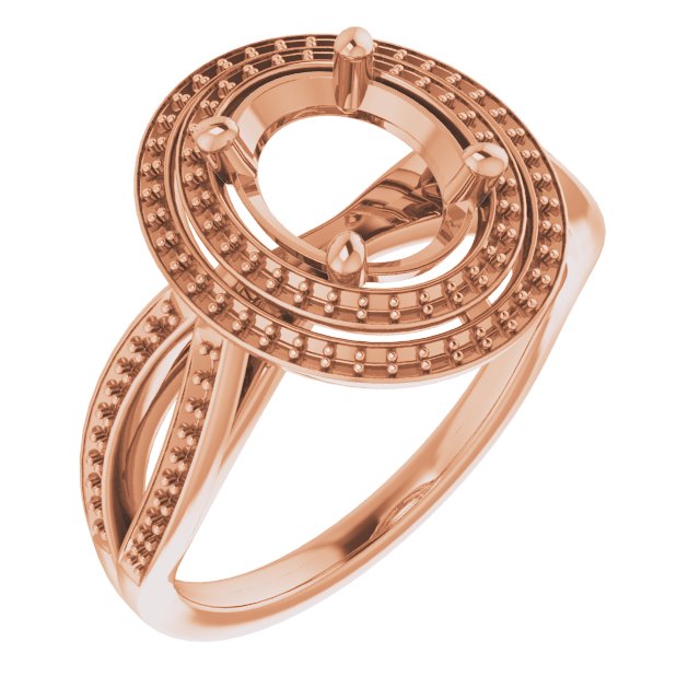 18 K Rose Gold Halo Engagement Ring