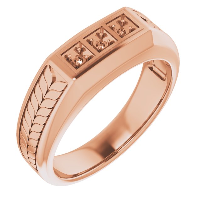 Wheat Pattern Three-Stone Ring