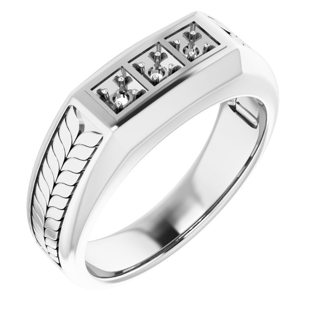 Wheat Pattern Three-Stone Ring