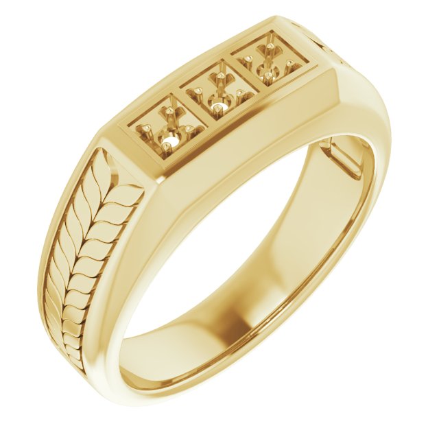 Wheat Pattern Three-Stone Ring